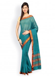 Pavechas Blue Mangalagiri Cotton Traditional Saree